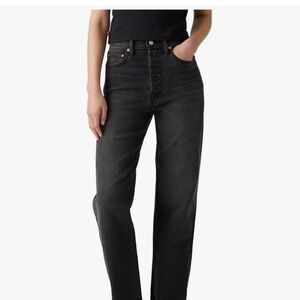Levi's High-Rise Straight Jeans in Washed Black Denim